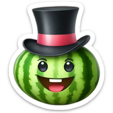 Happy Watermelon slice wearing a top hat sticker