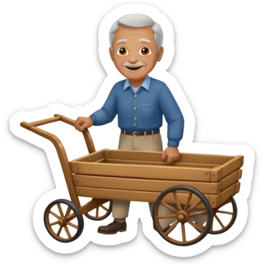 My grandfather is pulling a cart sticker