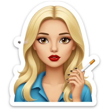 blonde gorgeous girl long hair with latina makeup smoking a cigarette  sticker