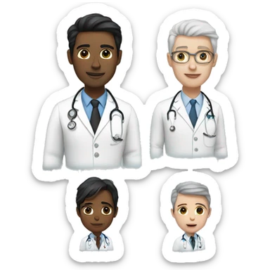 doctor, white skin, black hair, without stethoscope sticker