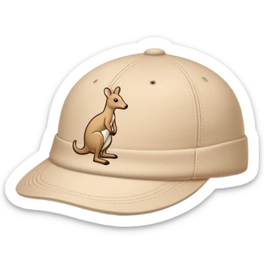 Single beige Kangol 504 flat cap with the iconic Kangol kangaroo logo visible on the side, iOS emoji style, light tan color sticker