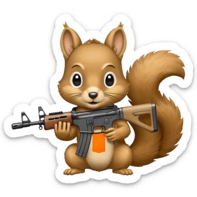 Squirrel holding m4 rifle sticker