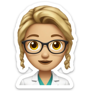 Woman pharma scientist with syringe and slight tan skin with brown hair and blonde hair tips  sticker