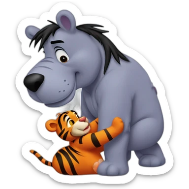 Tigger kissing Eeyore sticker