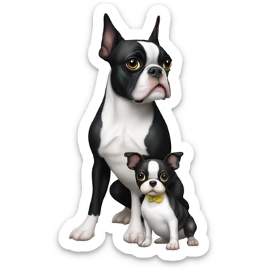 Boston terrier with duck sticker