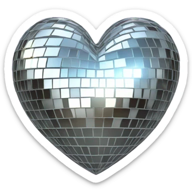 Chrome shiny Disco ball heart  sticker