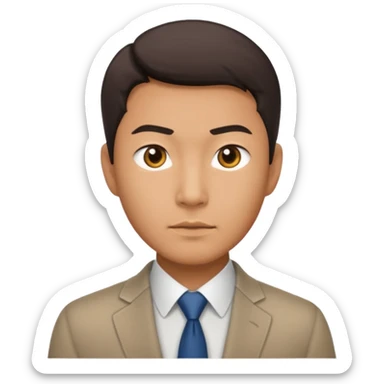 A proud Asian man embodying a sharp sense of rationality and a keen eye for smart, ambitious career moves. sticker