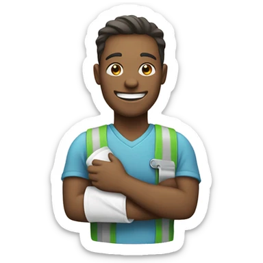 Happy Injured worker with a cast  sticker