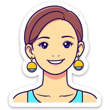 smiling girl with earrings sticker