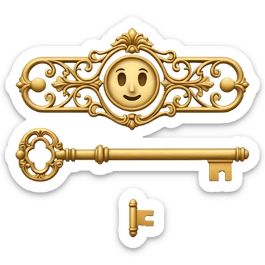 key in the horizontal position old and ornate sticker