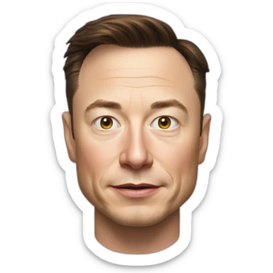 A TOK emoji of Elon Musk, photorealistic, white background sticker