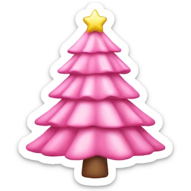 A pink christmas tree with a big pink bow on top sticker