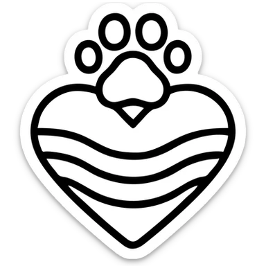 rainbow pride heart with a paw print on top, outlined icon style, no text sticker