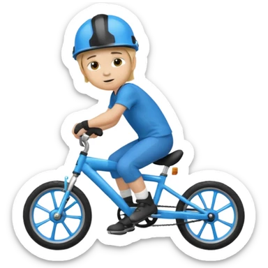 bike riding black bike blonde hair boy blue helmet sticker