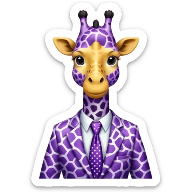 purple giraffe with a tie sticker