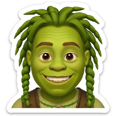 Shrek with dread loccs sticker