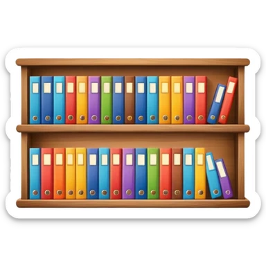 colorful books neatly arranged in a row on a shelf sticker