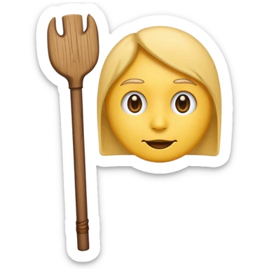 normal emoji with a stick coming from the front sticker