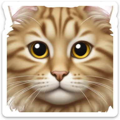Fluffy tabby cat face with white snout sticker