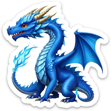 Blue dragon breathing blue fire sticker