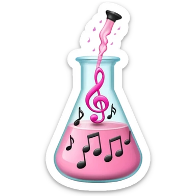 bublegum pink flask beaker with music coming out sticker