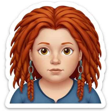 fat redhead woman with dreadlocked hair sticker