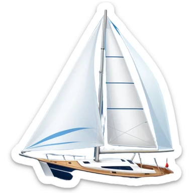 An icon featuring a sleek sailboat with billowing sails cutting through the waves. The design includes the boat's mast, a wind-filled sail, and water splashes, symbolizing the thrill and skill of sailing. Transparent background highlights the elegance and power of wind-driven sports. sticker