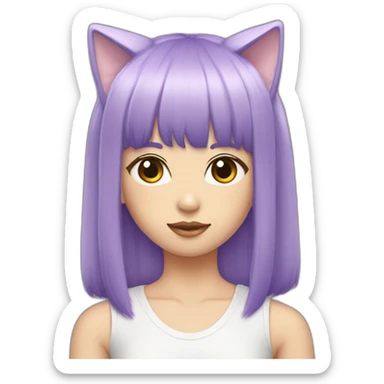 light-purple-blunt-bangs-mullet-hair-cat-ear-japanese-girl sticker
