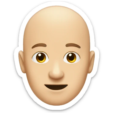 A bald head poking out of the  sticker