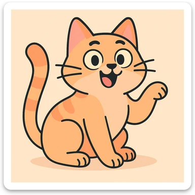 playful cat, pastel toon cartoon style sticker