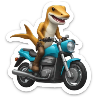 Hammerhead shark riding a motorcycle sticker