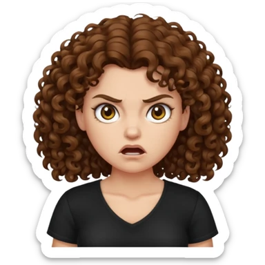 angry curly haired woman with torso sticker