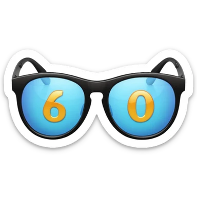 Sunglasses with the number 67 on them sticker