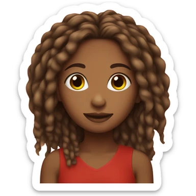 A brown girl with locs that have a red gradient  sticker
