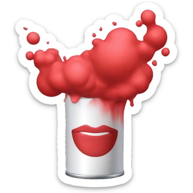 aerosol con un logo de labios rojos  sticker
