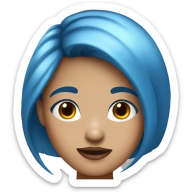 girl with blue hair and mole above lip sticker