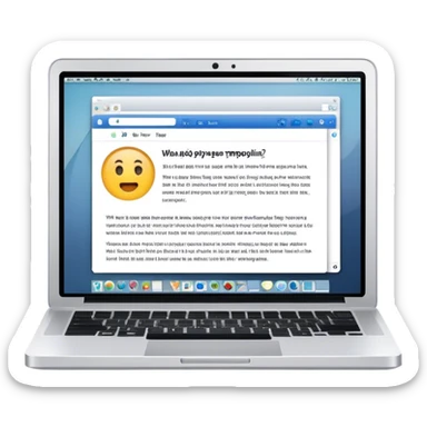 Create an emoji representing blogging as a form of content creation. The design should feature a laptop or desktop computer with an open blog page on the screen, showing visible text and perhaps a photo or graphic. Do not include any emojis or smiley faces. Make the background transparent. sticker