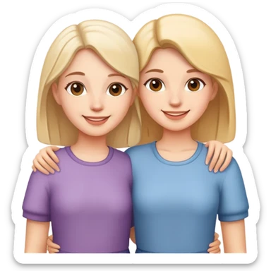 two sisters standing together smiling sticker
