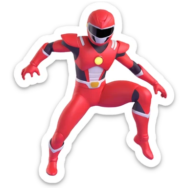 red power ranger in dynamic pose, helmet and suit, no text sticker