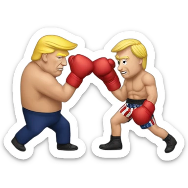 trump boxing with maga fan sticker