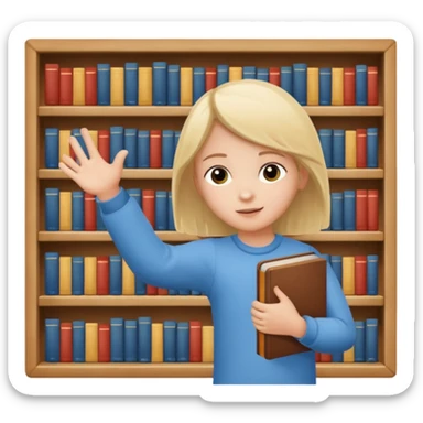 enfant range livre dans bibliothèque sticker