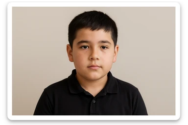 SHu odamning 10 11 yoshligini tasvirlab ber orqa fonda hech narsa bo'lmasin beligacha  sticker