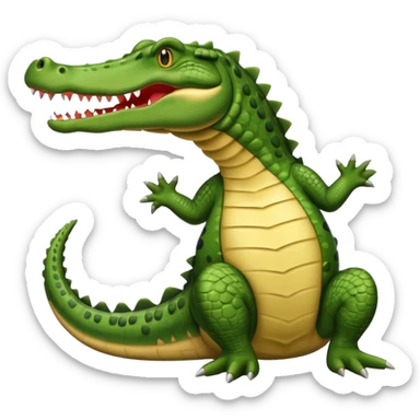 Crocodile with tail over its back with its mouth alittle open sticker