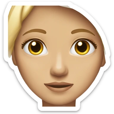 Una chica rubia oscuro, blanca, hojos hazel, facciones bonitas y relajada sticker