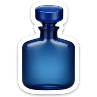 Perfume bottle in shape of a man's body, dark blue sticker