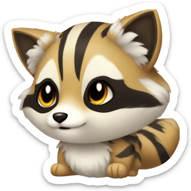 Colorful Shiny Kawaii Cute Celestial Raccoon-Tiger-Fakémon-Pokémon full body sticker