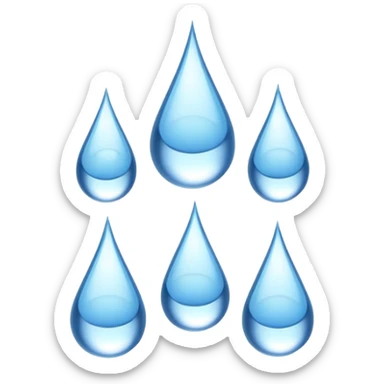 3 water droplets stack on top of each other vertically with two water droplets on the sides; 5 droplets total sticker