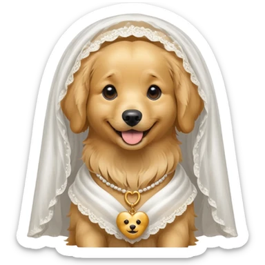 bride dog with white veil sticker