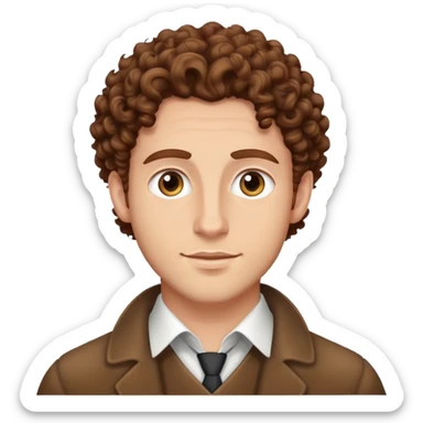 handsome white jewish man with brown curly hair  sticker