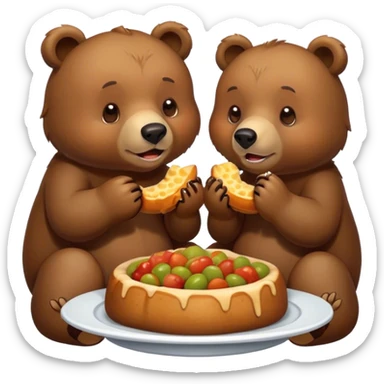 Two bears eating  sticker